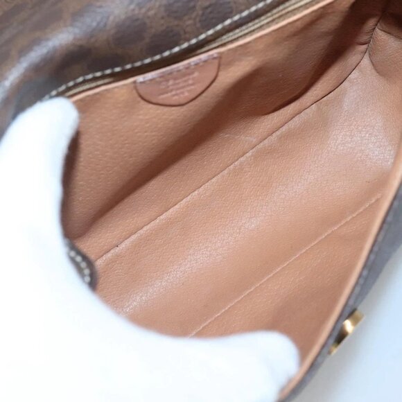 CELINE Macadam Canvas Shoulder Bag PVC Leather Brown Gold Auth 122540 - Picture 12 of 16